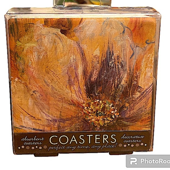 ThirstyStone Set of 4 Decorative Absorbent Art Floral Occasions Coasters. - Picture 2 of 3